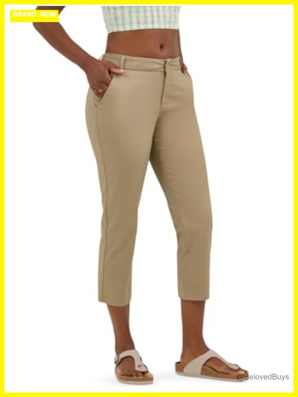 Women's Wrinkle Free Capri Pants 23" Inseam Regular Fit Stretch Casual